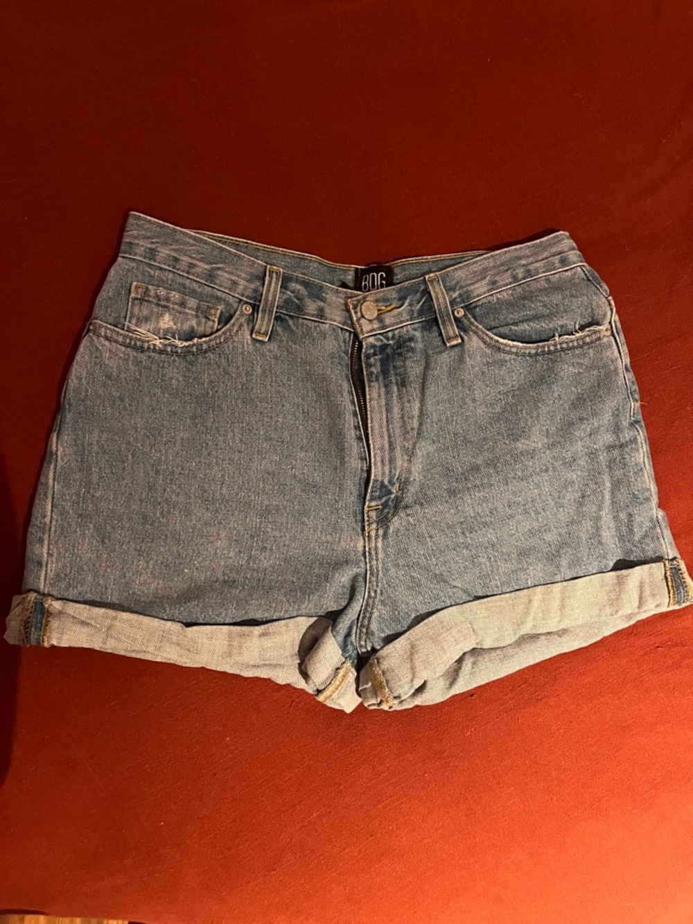 BDG Light Blue Rolled Hem Denim Shorts